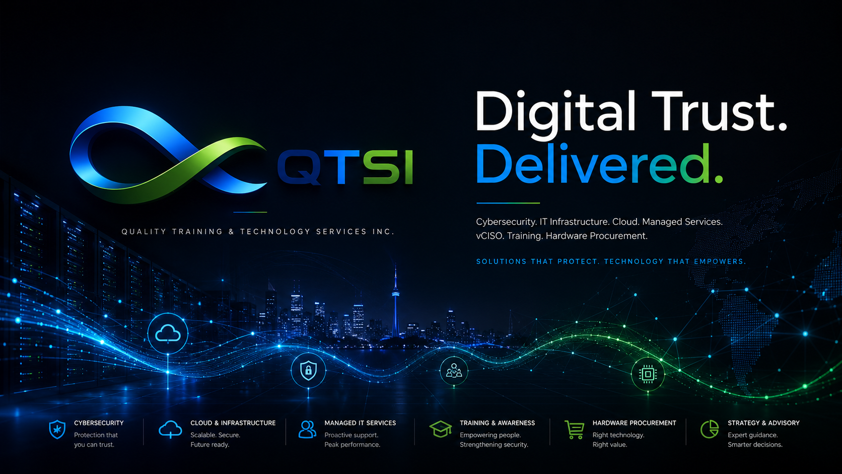 QTSI Digital Trust. Delivered. — Brand Campaign Banner