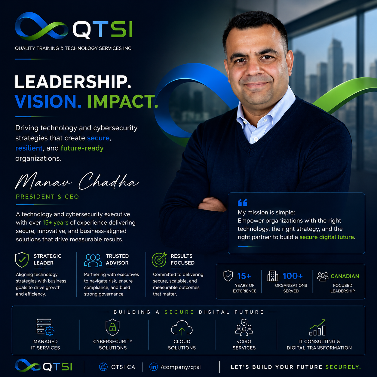 Manav Chadha — Founder & CEO of QTSI, cybersecurity and digital transformation leader